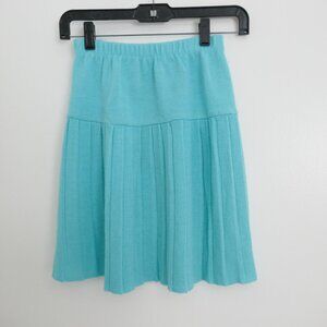 vintage 90s sky blue a-line pleated above the knee sweater skater skirt